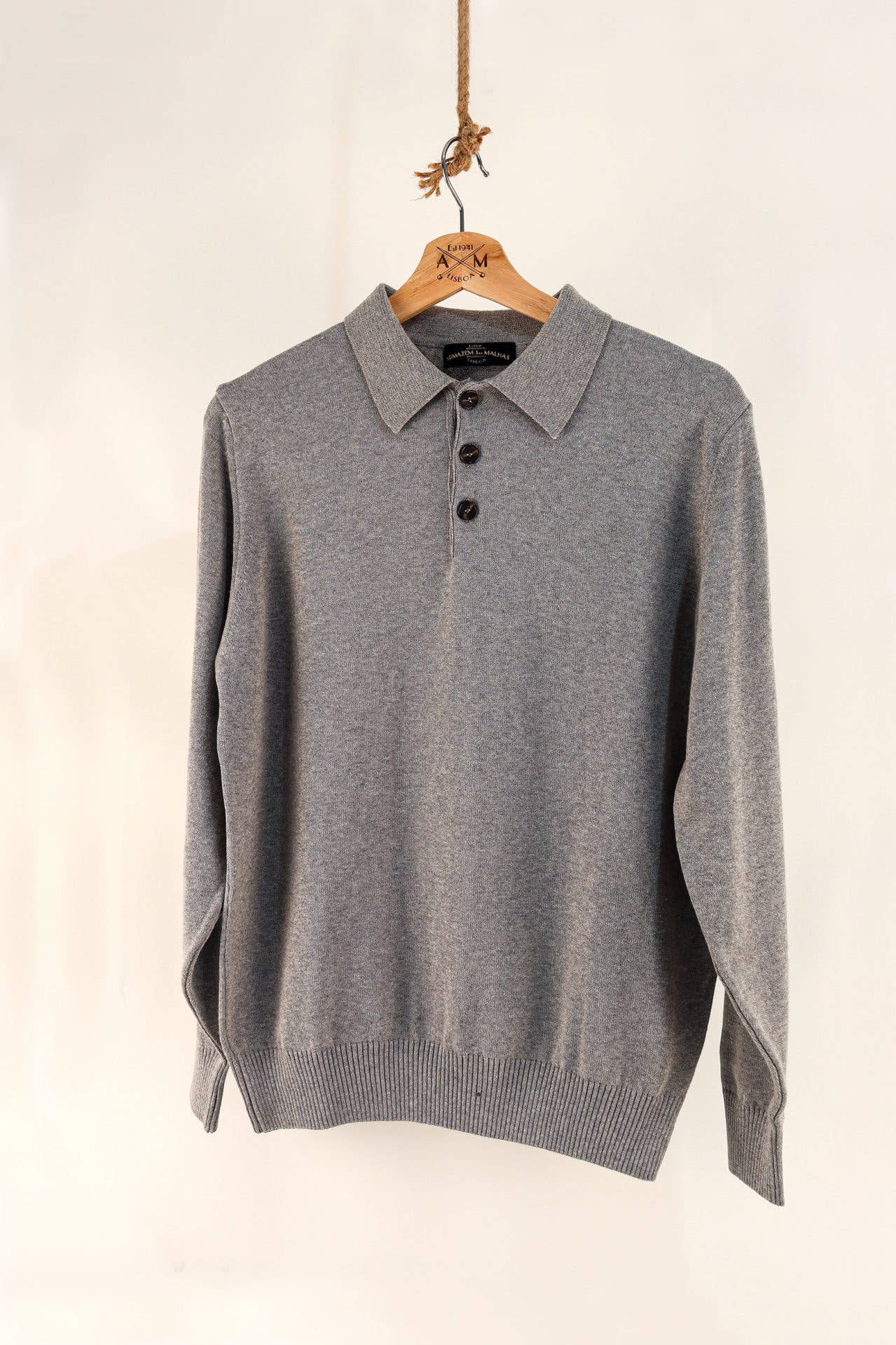 Cotton Polo Sweater - Grey
