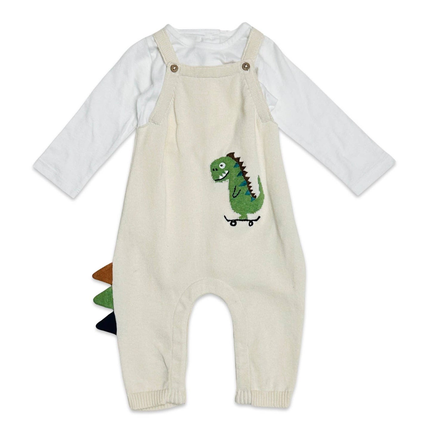 Dino Jacquard Knit Baby Overall Set (Organic Cotton)
