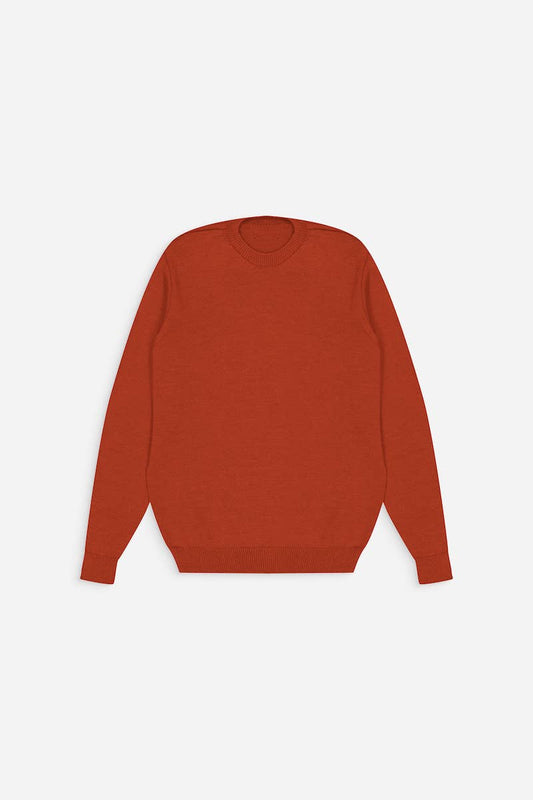 3D Knitted Sweater Made in France 100% Brick Merino Wool