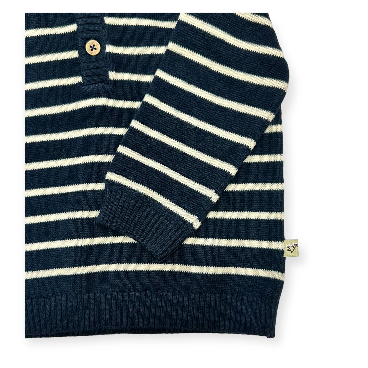 Stripe Hooded Baby Knit Pullover (Organic Cotton) - 2 Colors