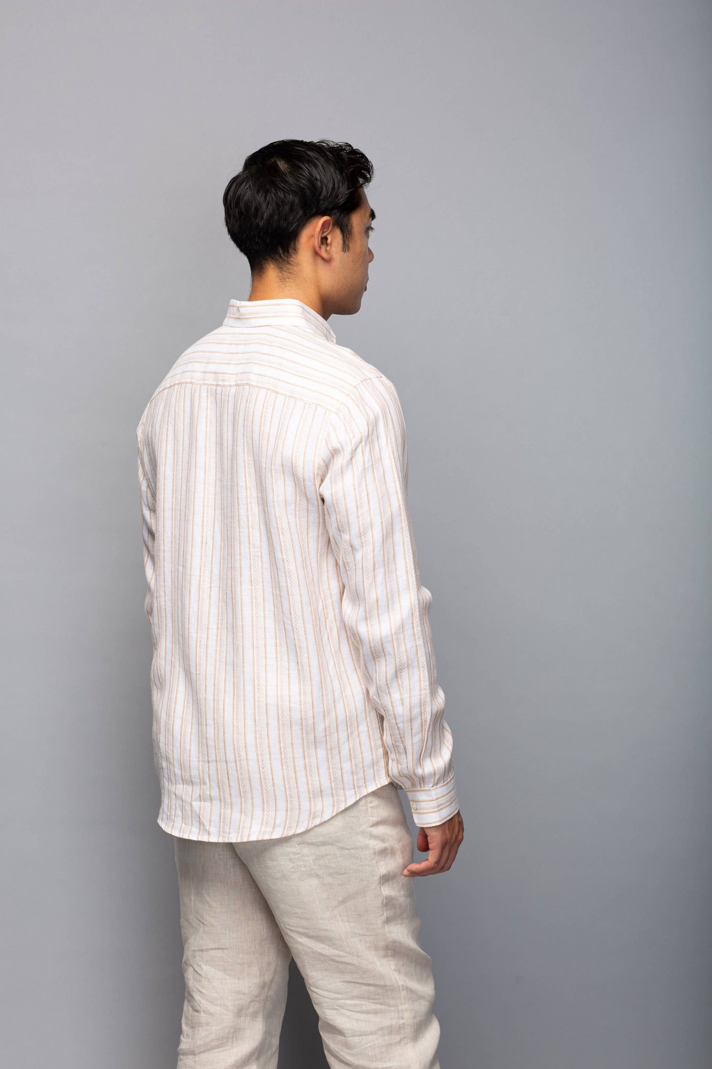 Stripe Long Sleeve Linen Shirt