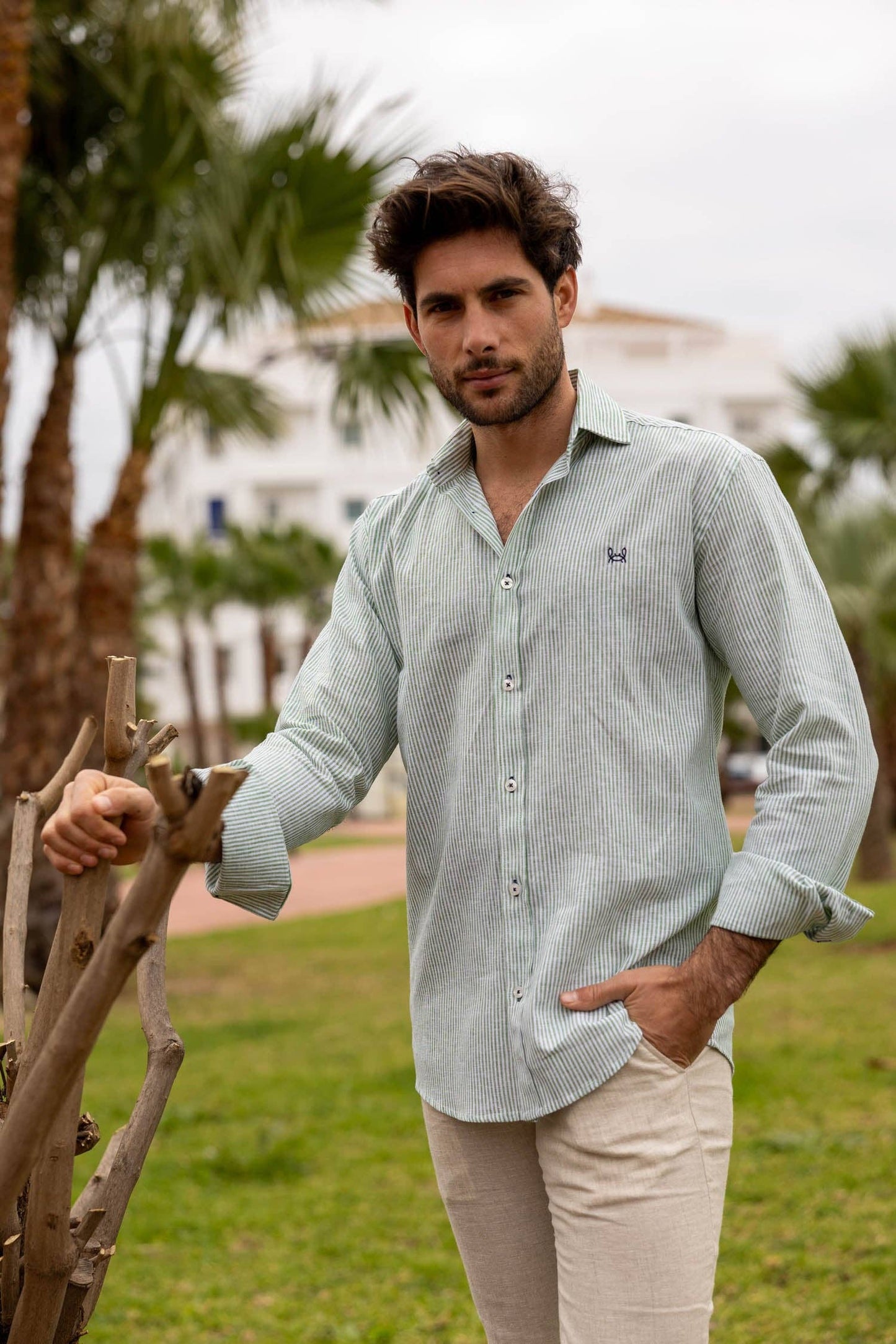 Gijón Green Linen Shirt