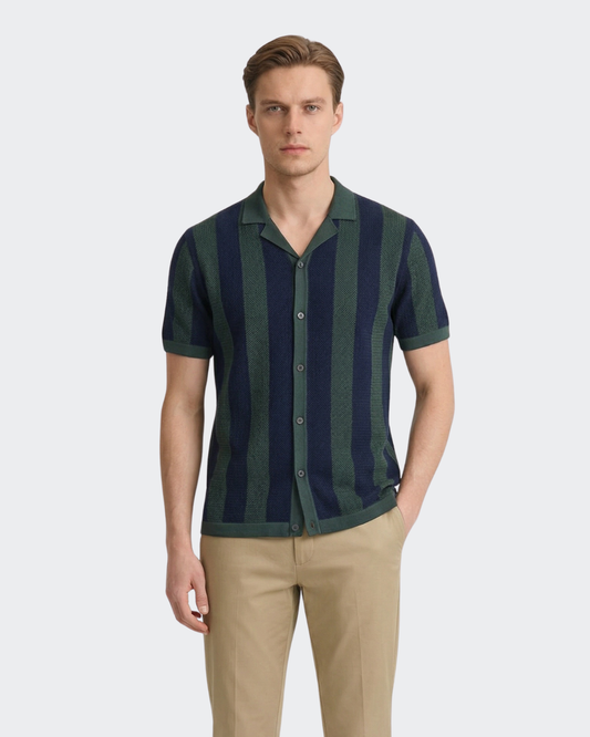 Eclipse Stripe Flatknit Camp Shirt