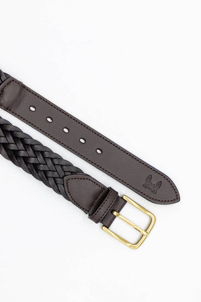 Dark Brown Braided Leather Belt