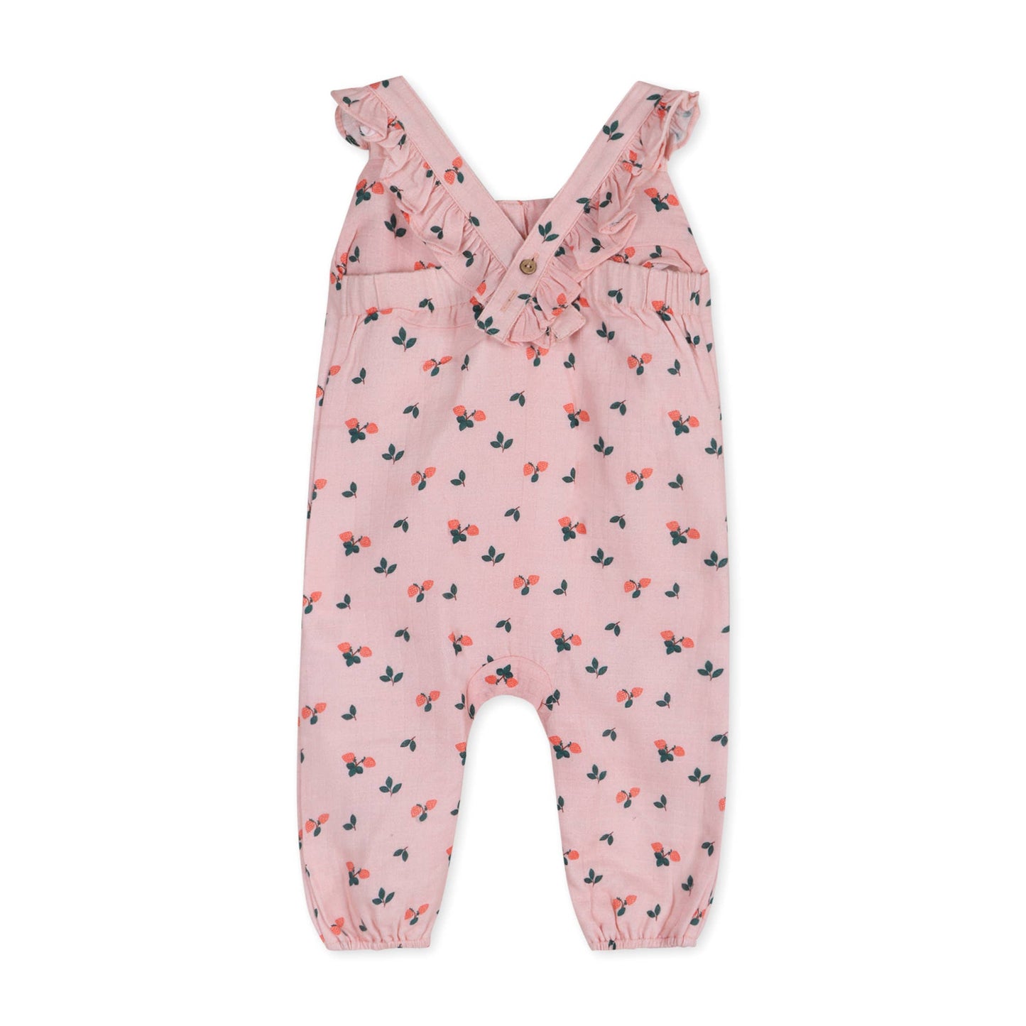 Strawberry Ruffled Baby Jumpsuit (Organic Muslin)
