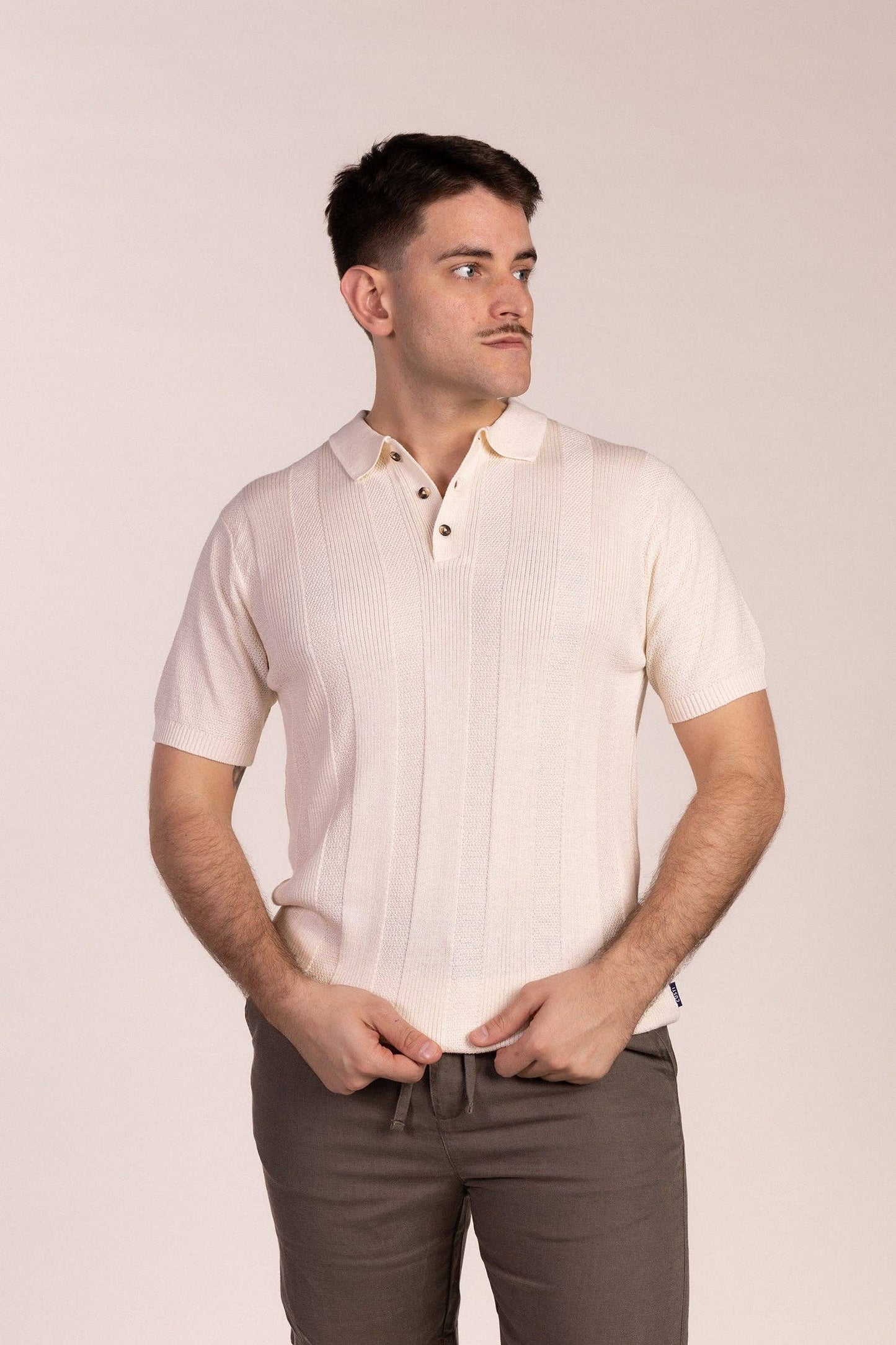 Beige Knit Polo | Montelo