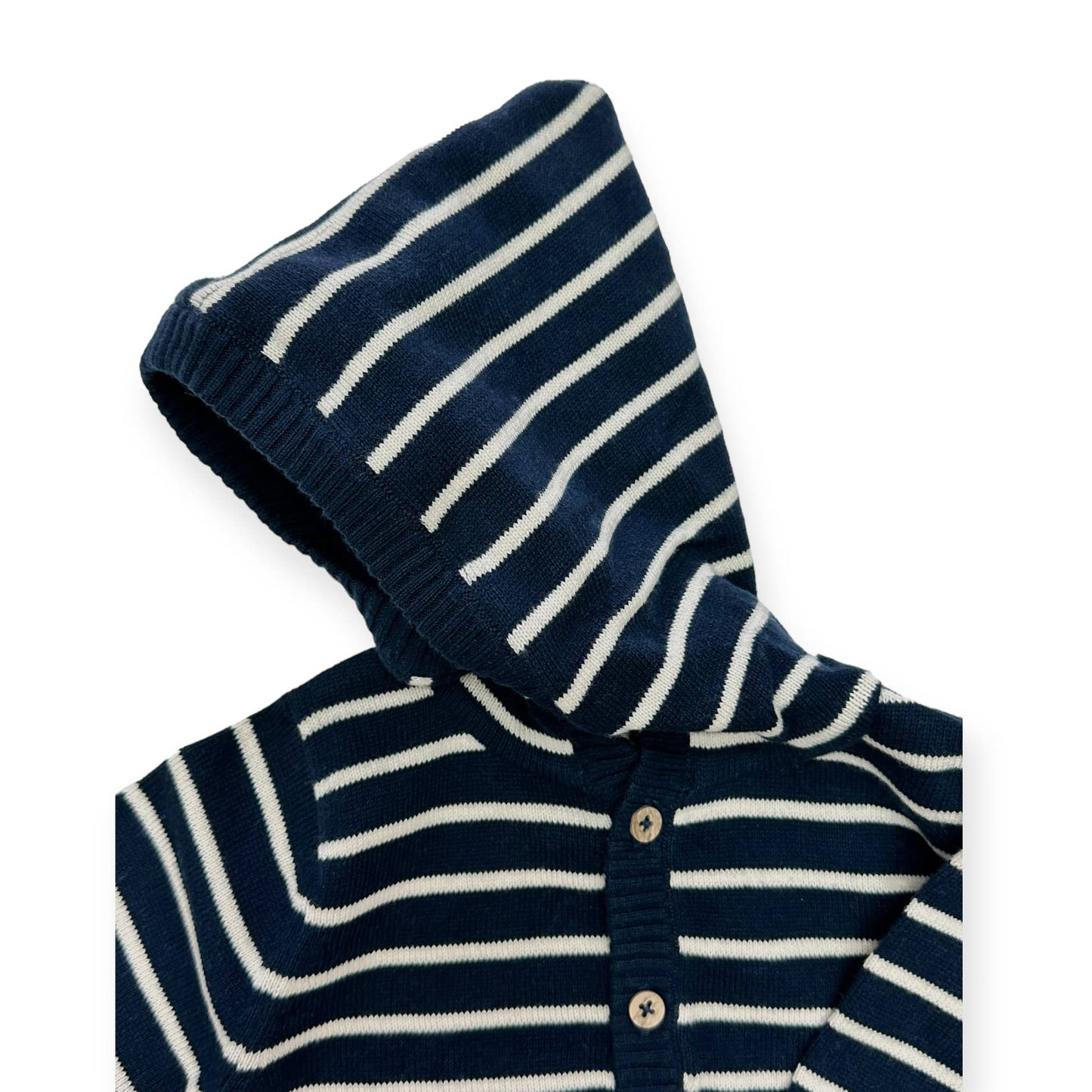 Stripe Hooded Baby Knit Pullover (Organic Cotton) - 2 Colors