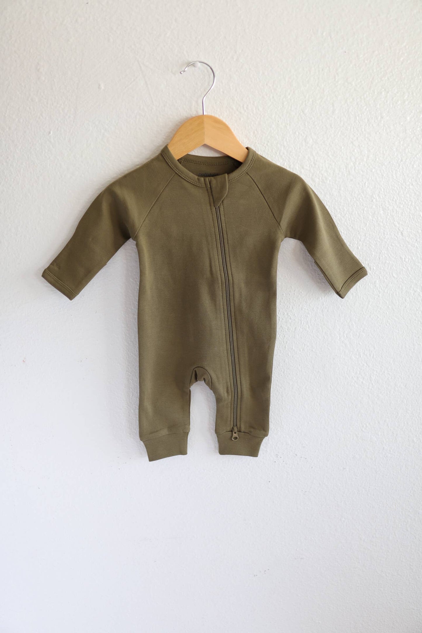 Organic Baby Zipper Sleeper in Olive | Baby Boy, Baby Girl