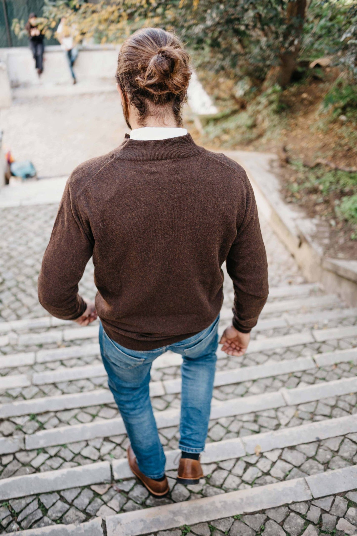 Zip Mock Neck Sweater - Brown