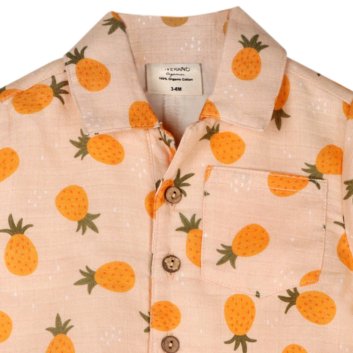 Pineapple Button Baby Short Romper (Organic Muslin)