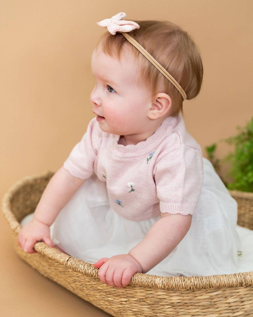 Floral Embroidered Tutu Baby Knit Dress - Organic Cotton