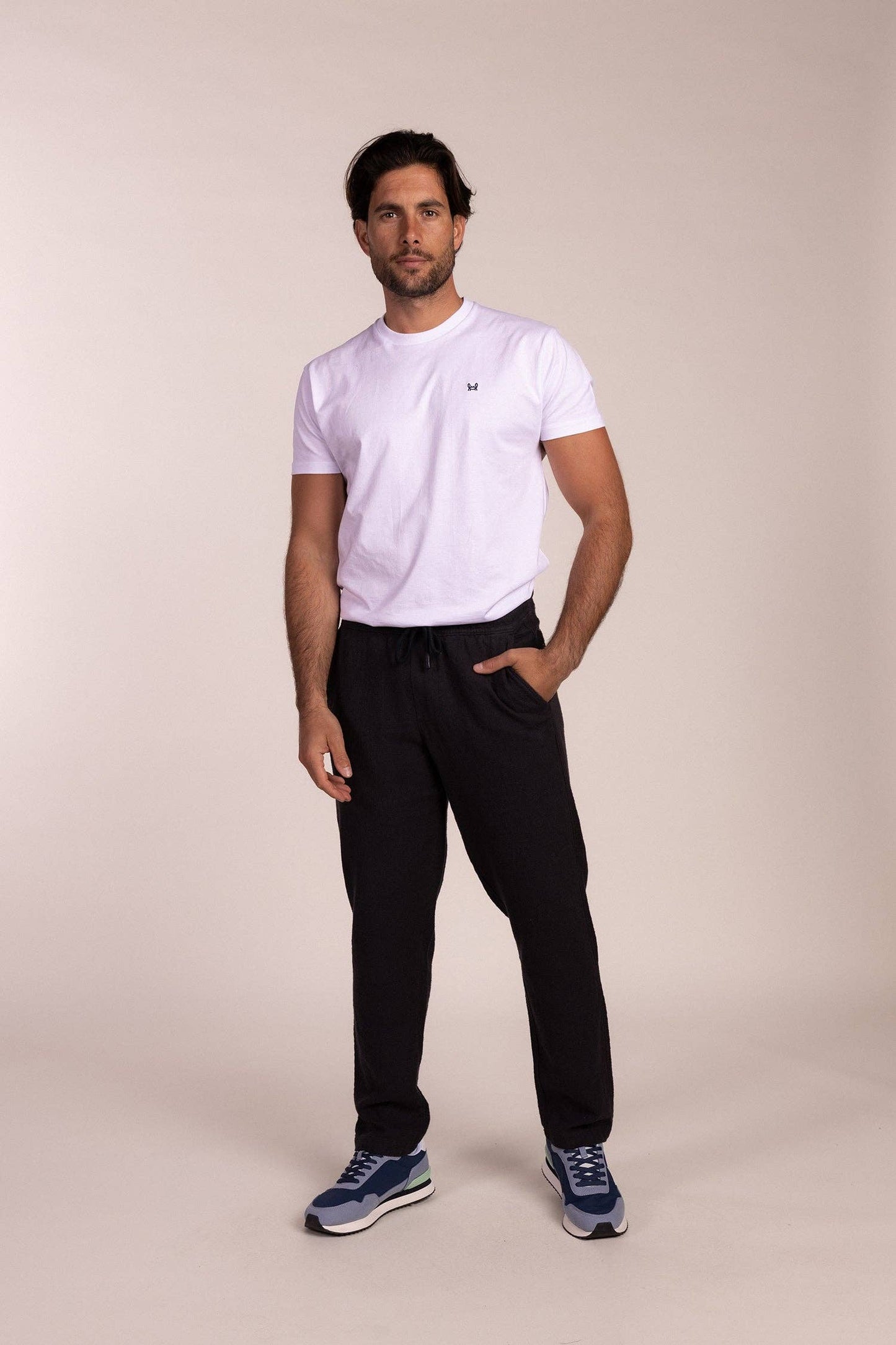 Navy Dobby Trousers