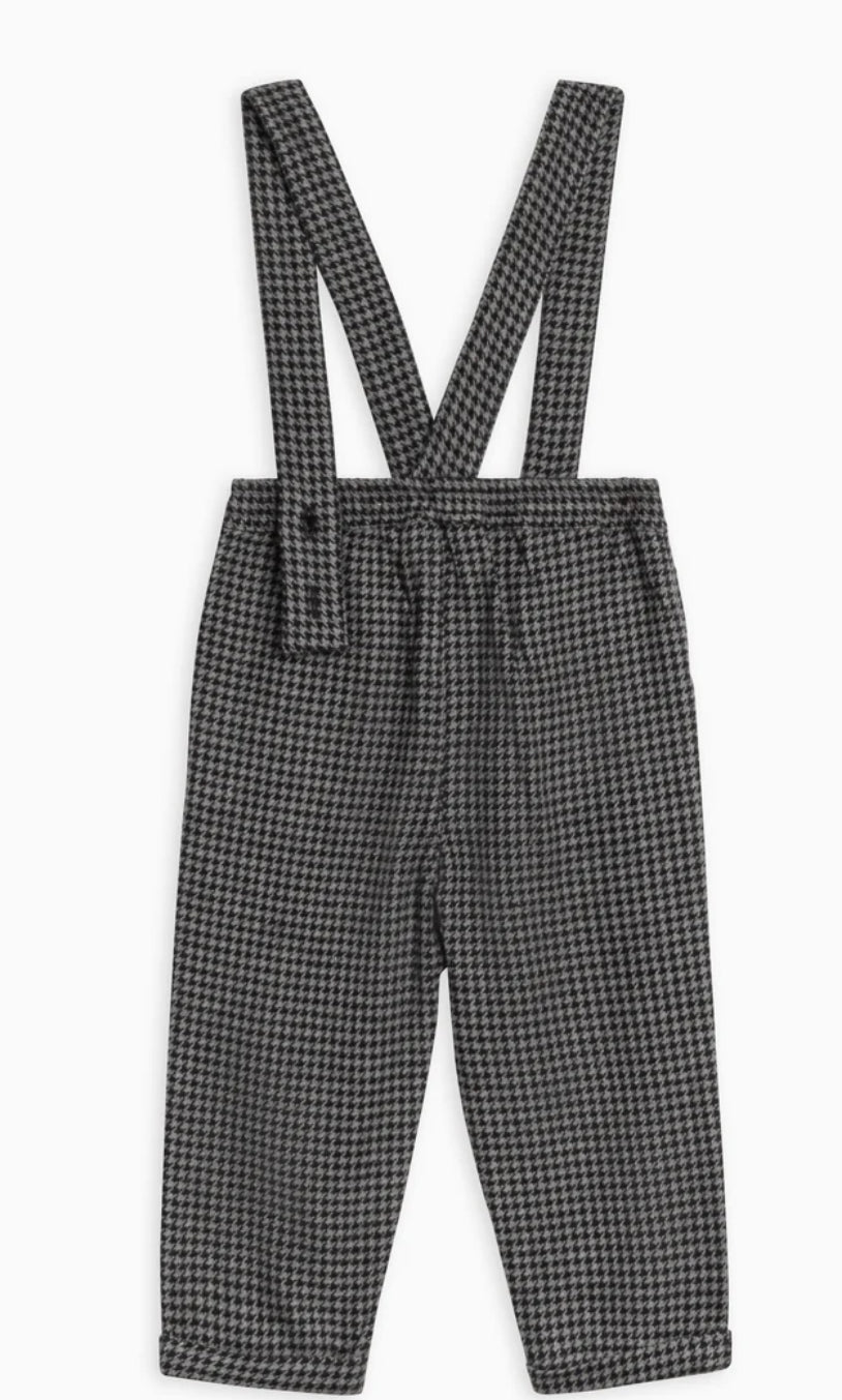 Hank Flannel Pant With Suspenders - Houndstooth