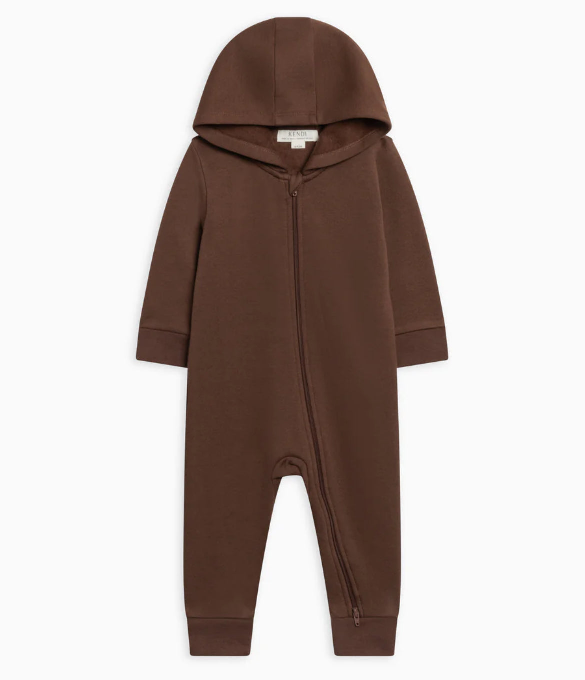 Greer Fleece Hooded Zipper Romper - Chestnut