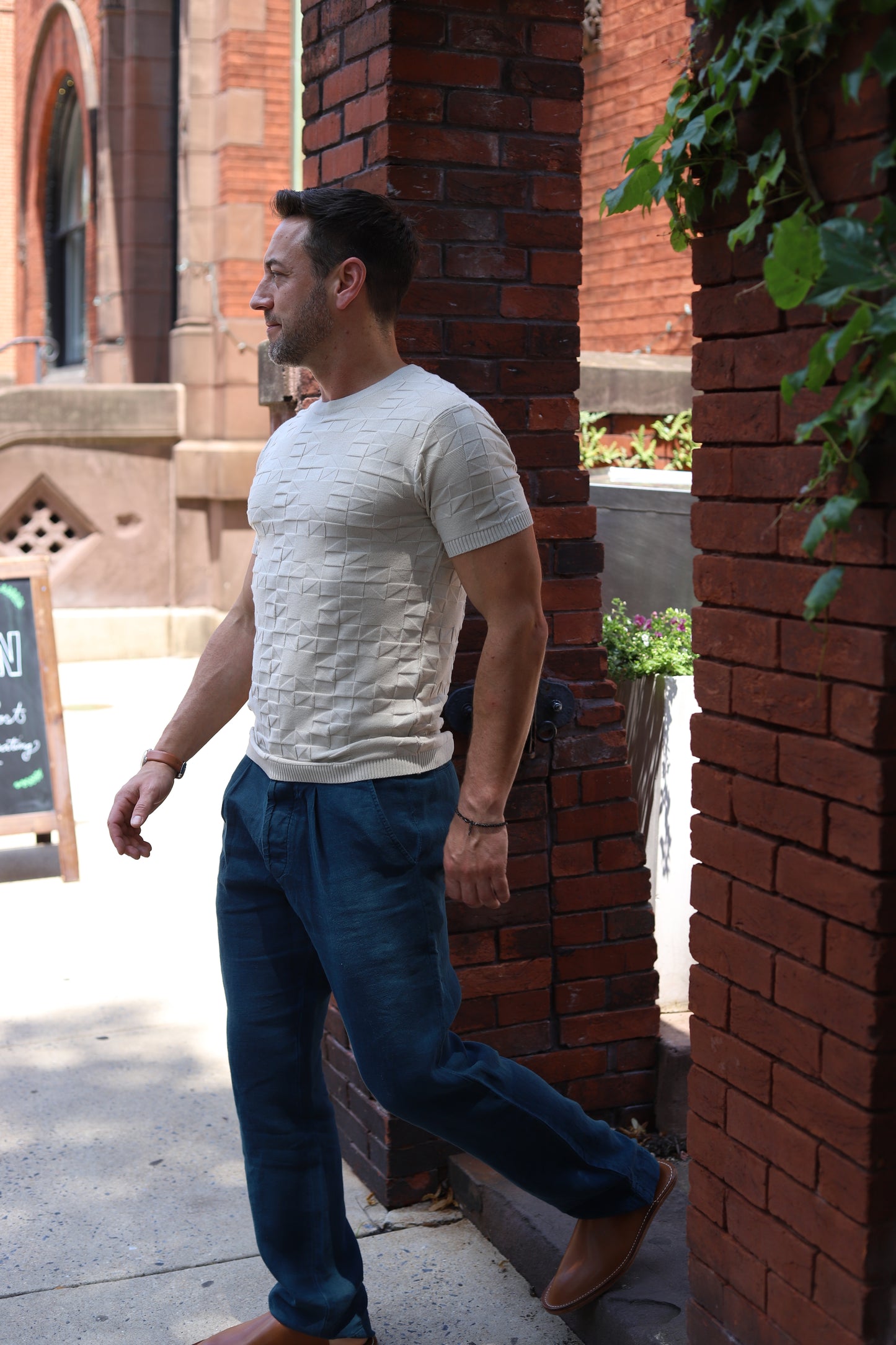 Textured Crew Tan Knit