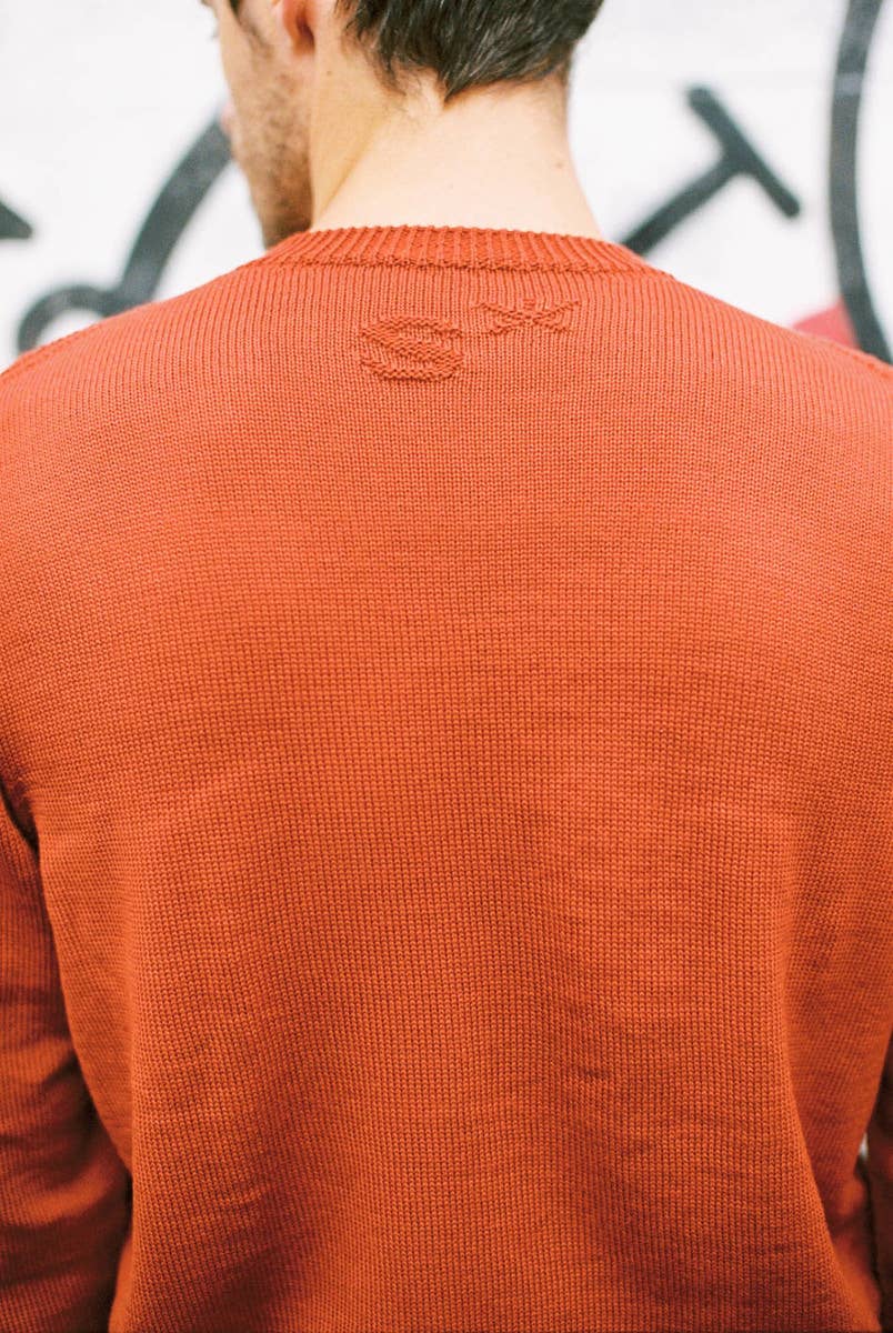 3D Knitted Sweater Made in France 100% Brick Merino Wool