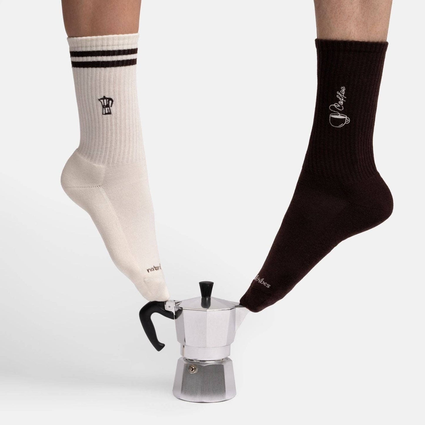 2-Pack Coffee - Organic crew socks with embroidery