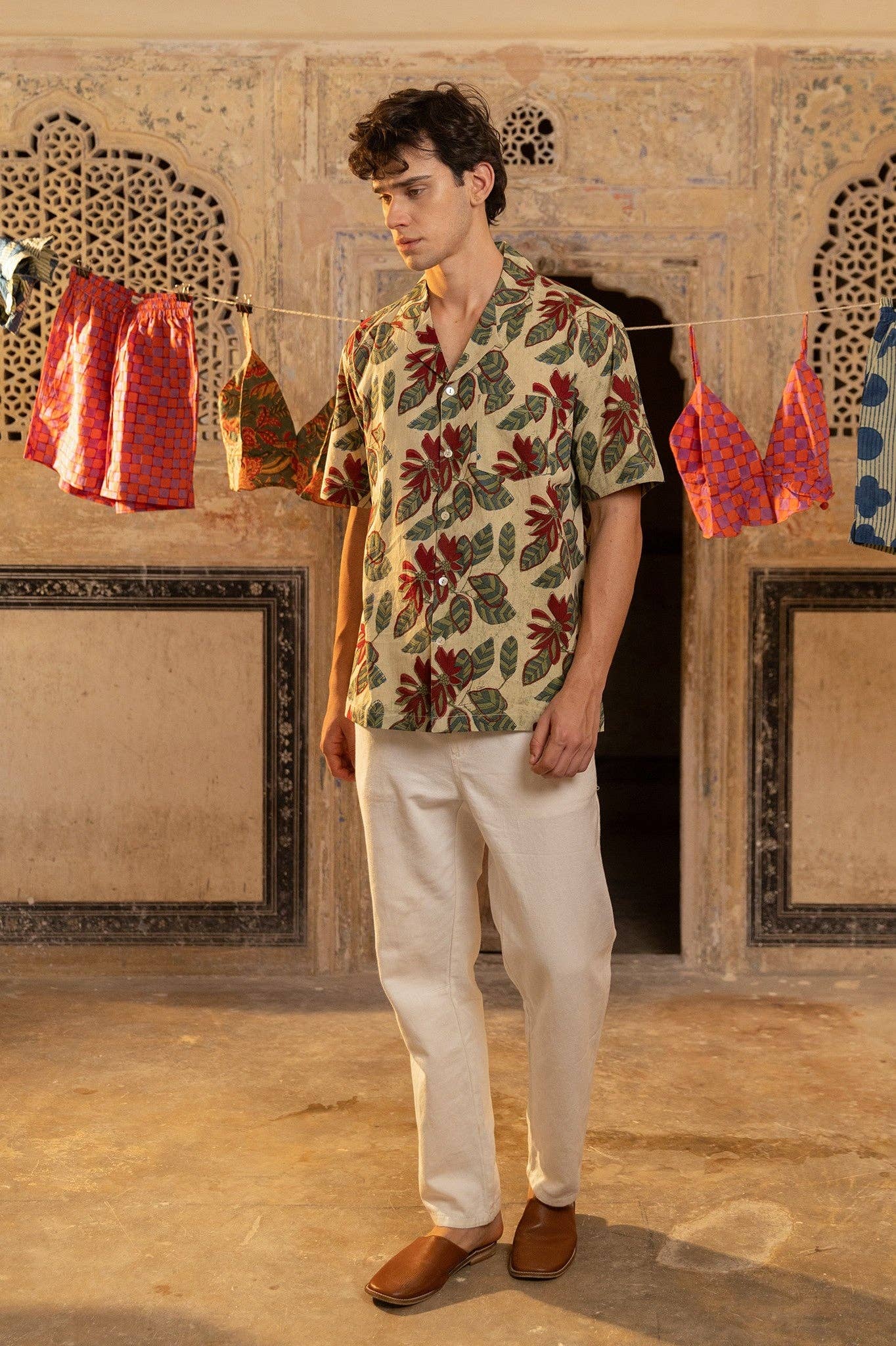 Sage Handblock Printed Cotton Shirt