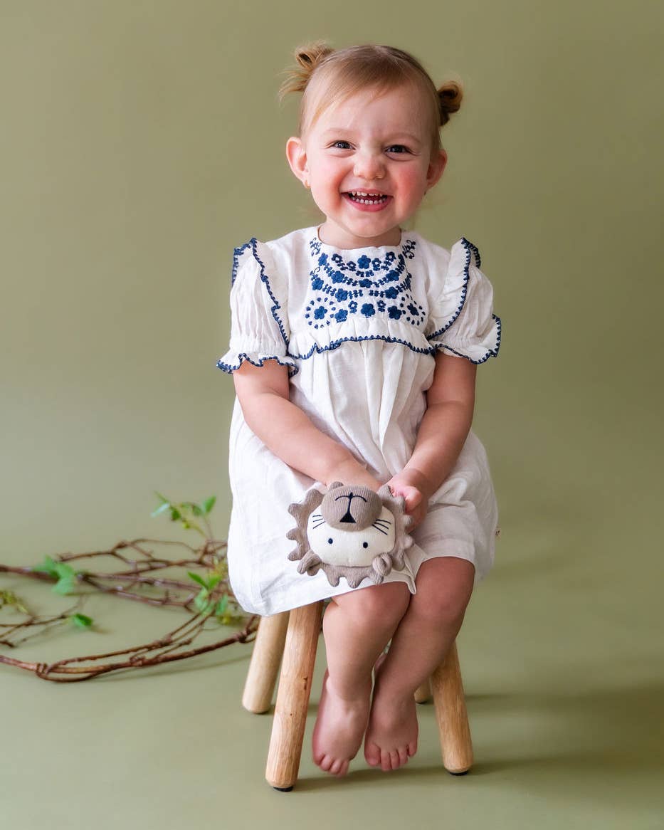 Cadence Floral Embroidered Baby Dress + Bloomer (Organic)