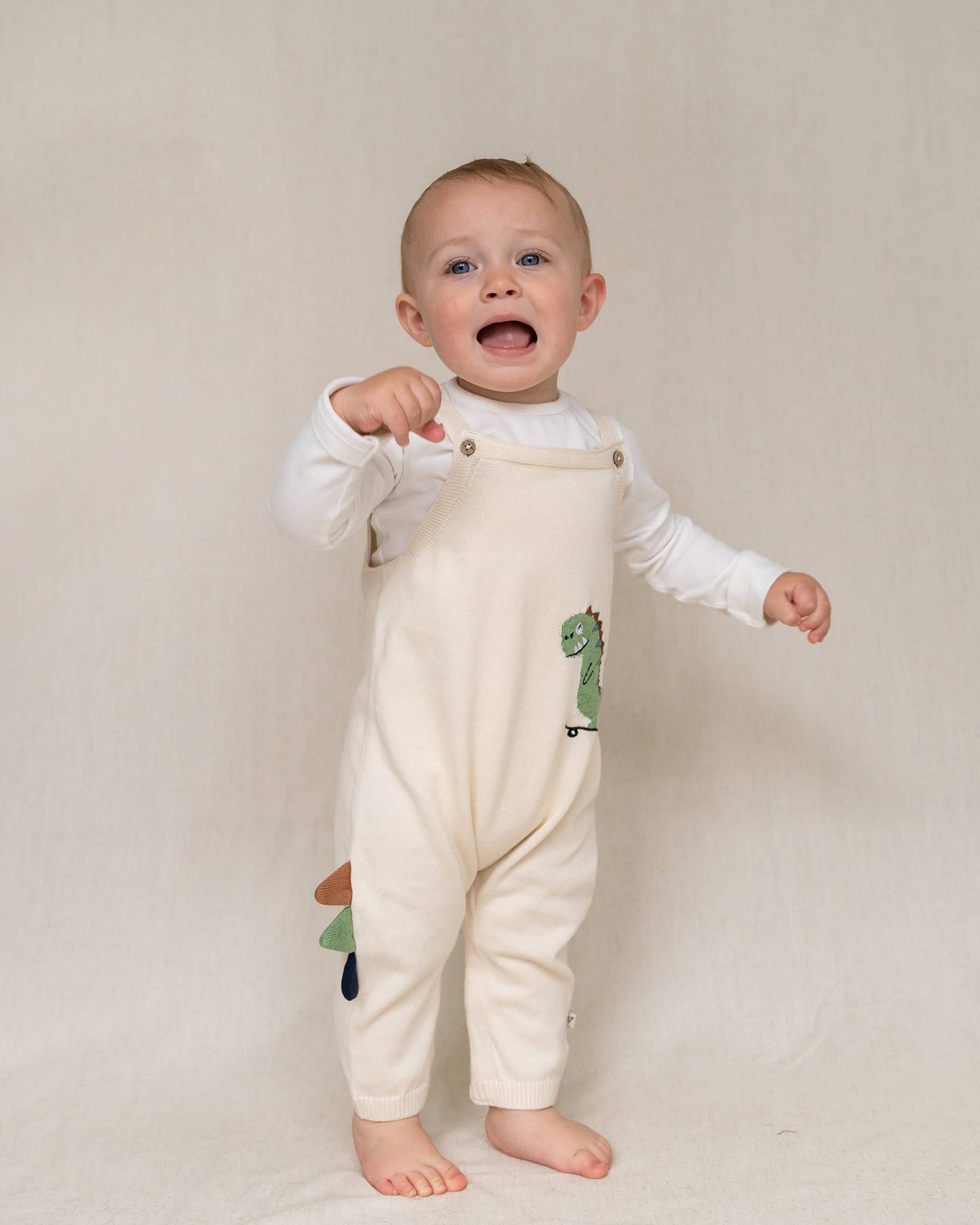 Dino Jacquard Knit Baby Overall Set (Organic Cotton)