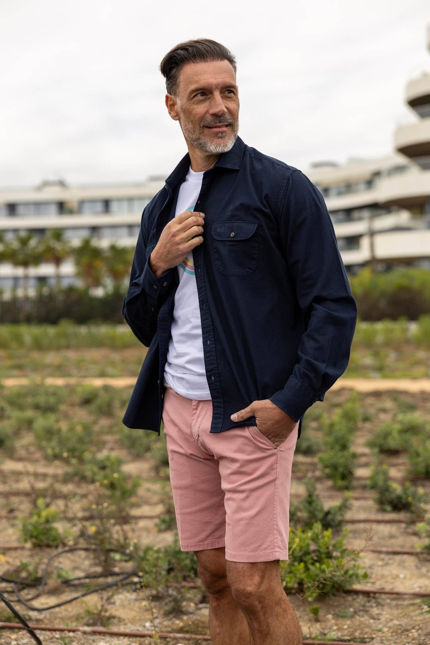Navy Washed Cotton Overshirt