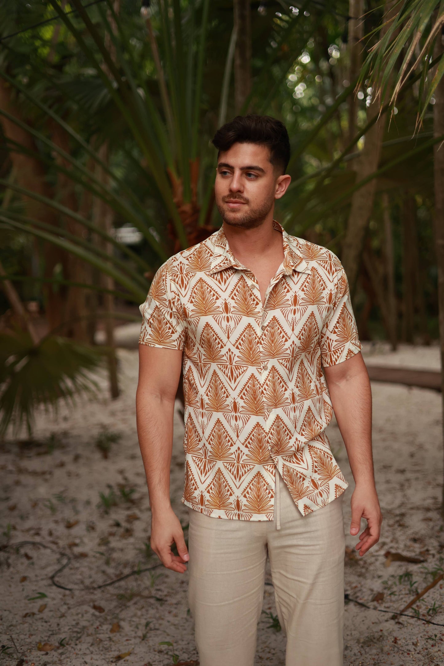 CLAY MENS BUTTON DOWN PRINTED VISCOSE SHORT SLEEVE SHIRTS