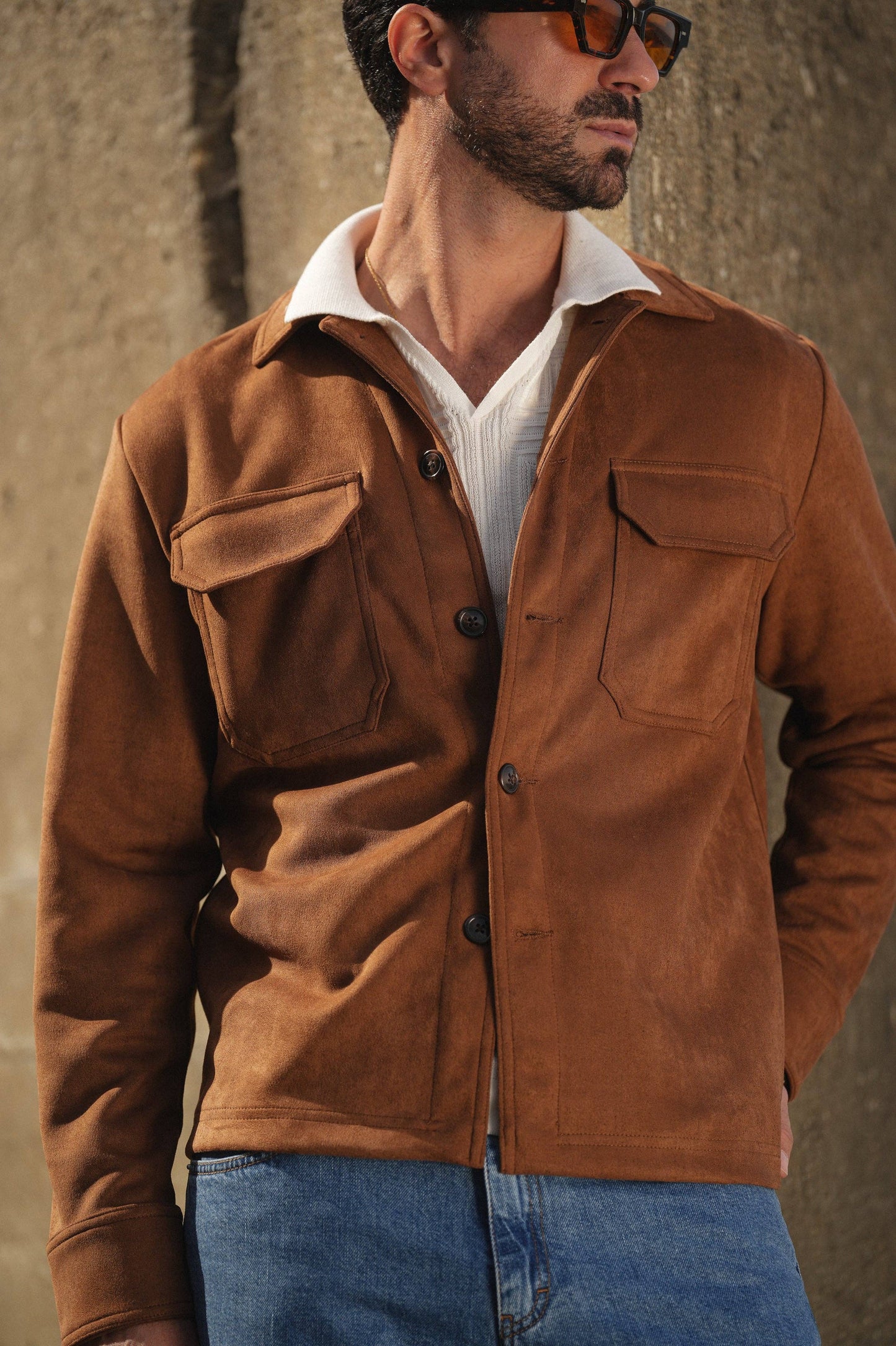 CAMEL SUEDE OUTERSHIRT