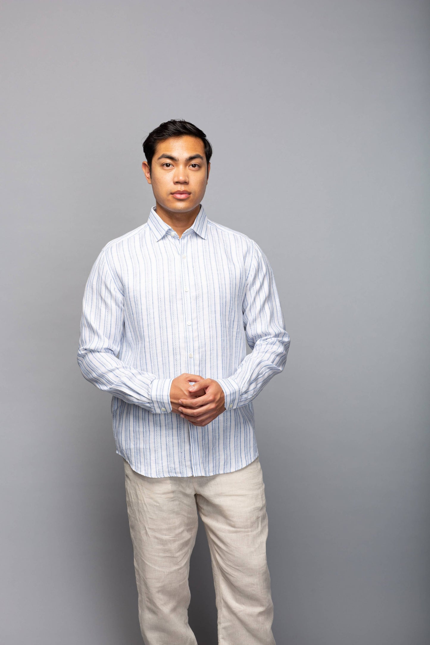 Stripe Long Sleeve Linen Shirt