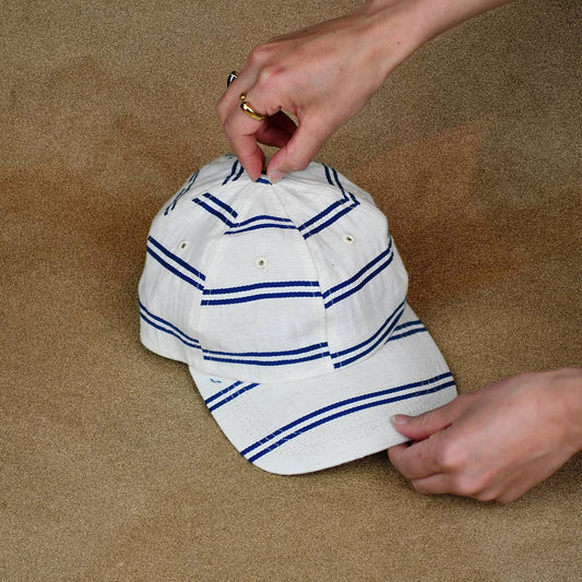 "BALLPARK" Japanese Linen Stripe Cap - NAVY