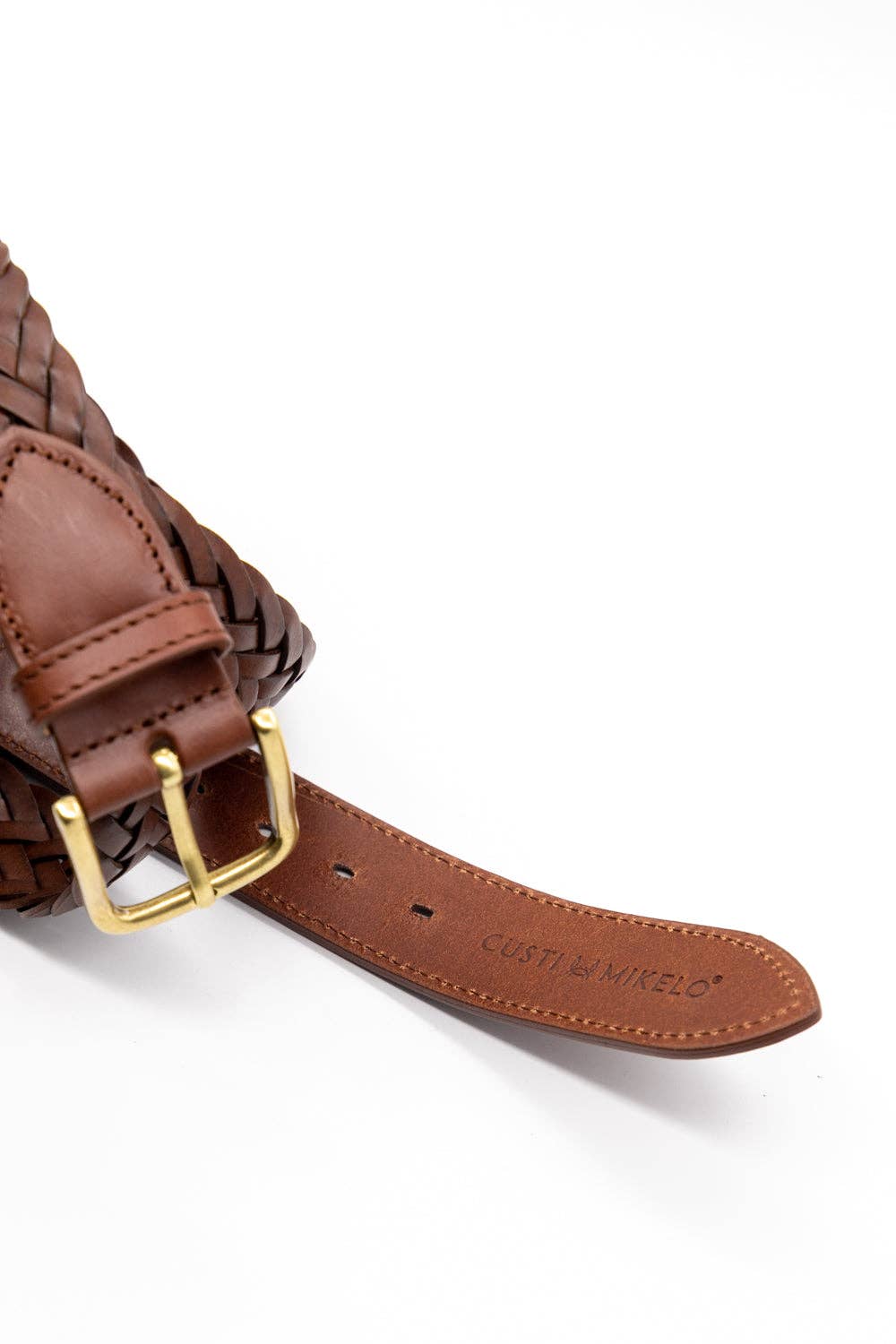 Brown Braided Leather Belt: 100