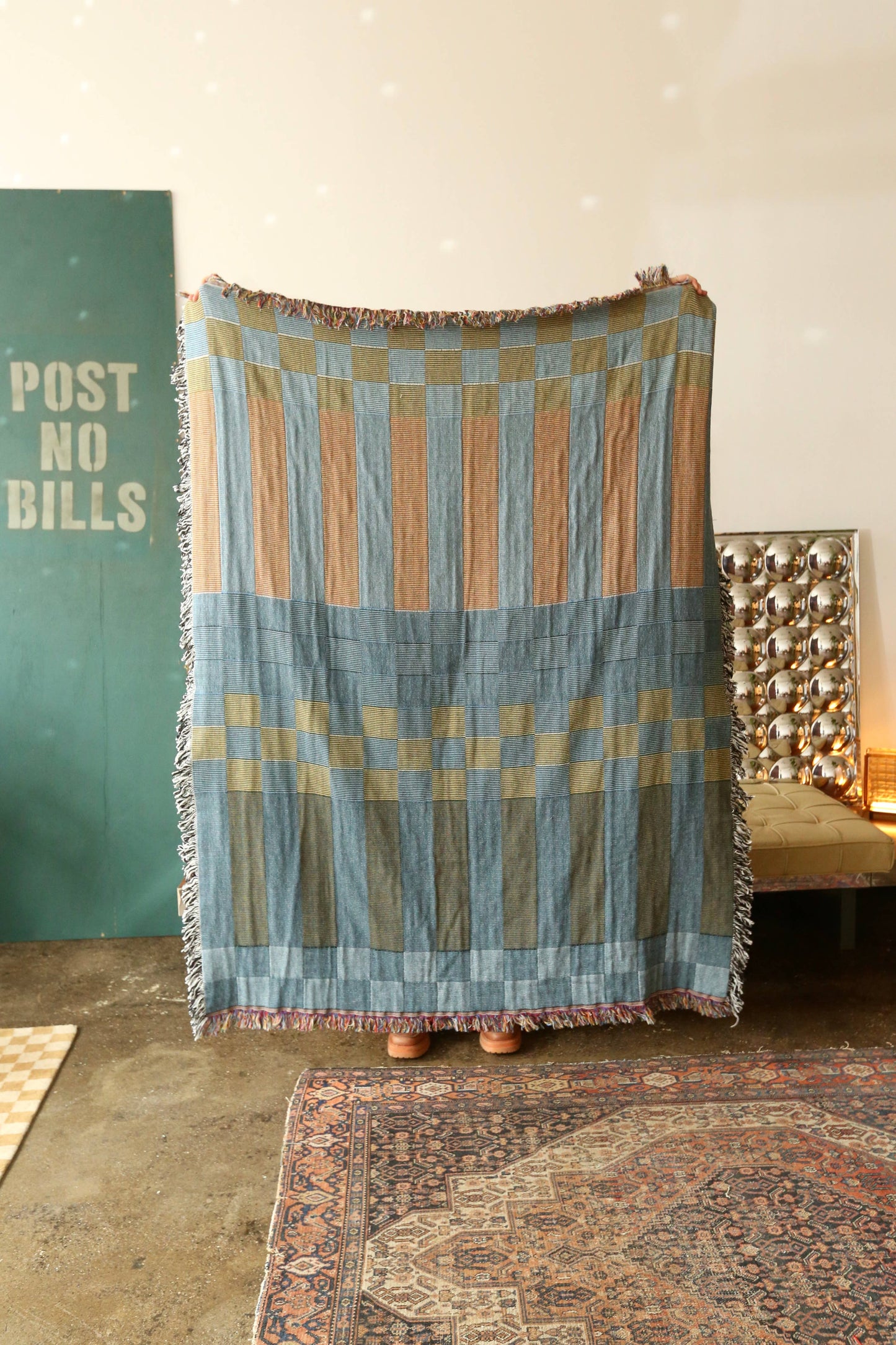 Checkered Stripe Tapestry Blanket