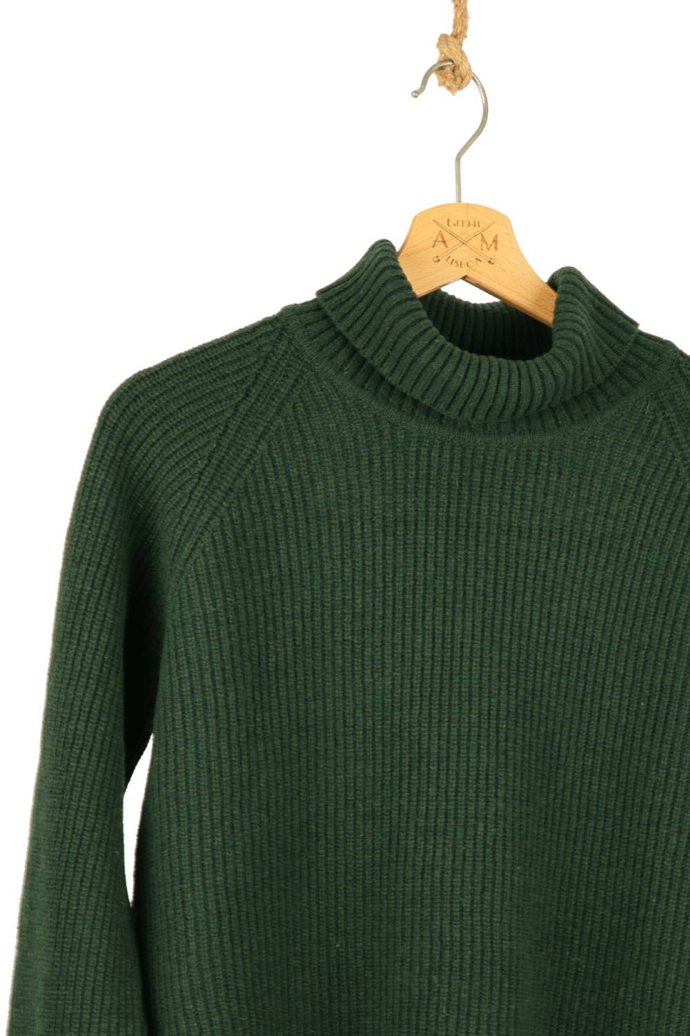 High neck Lambswool Chunky Sweater - Green