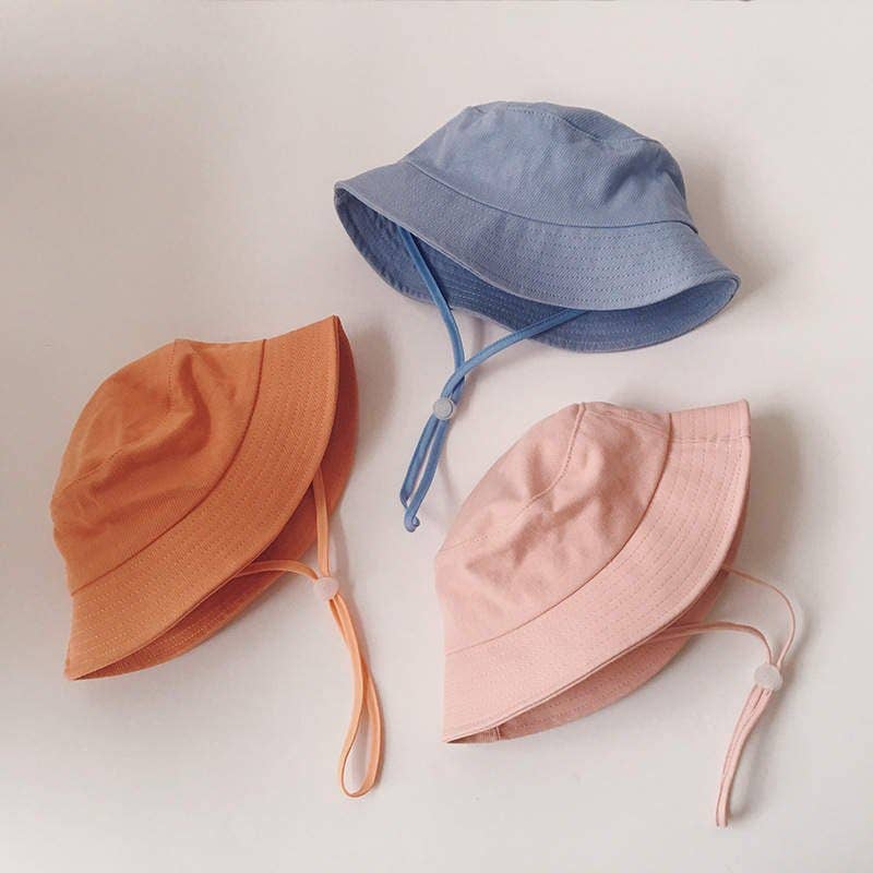 Linen Bucket Hat for Toddlers, Breathable Fisherman Sun Hat