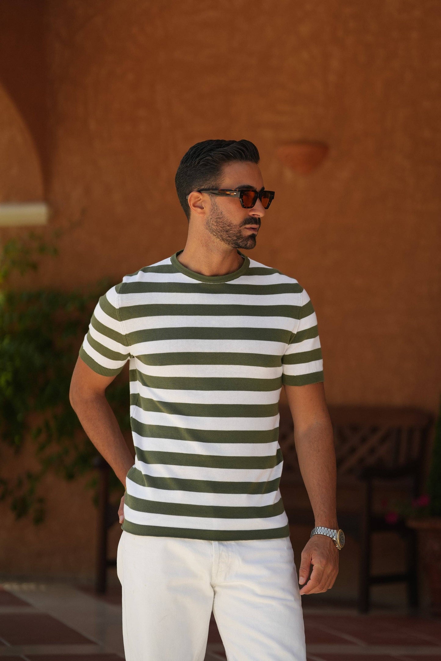 WHITE&KAKI RAYAS DONATO T-SHIRT