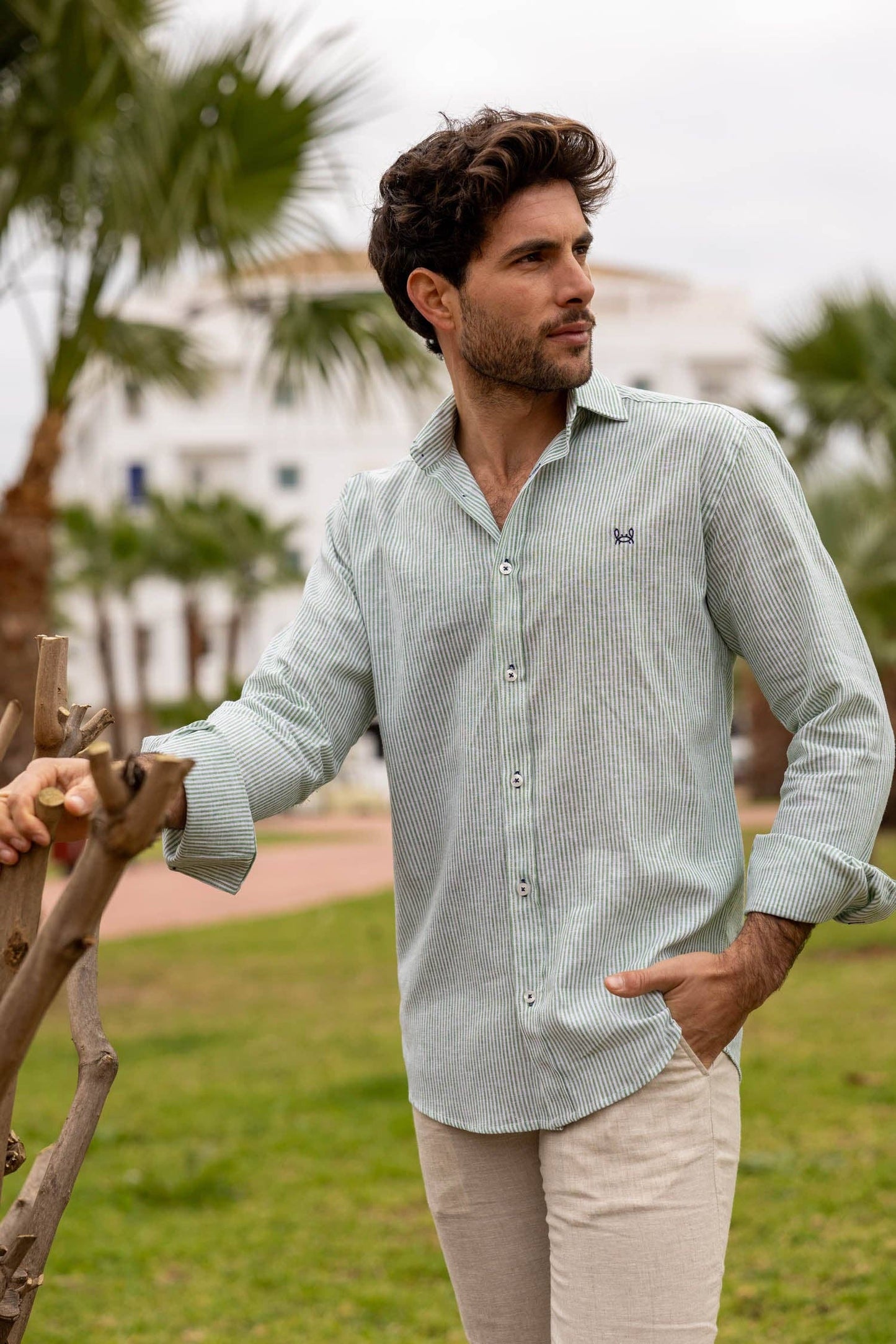 Gijón Green Linen Shirt
