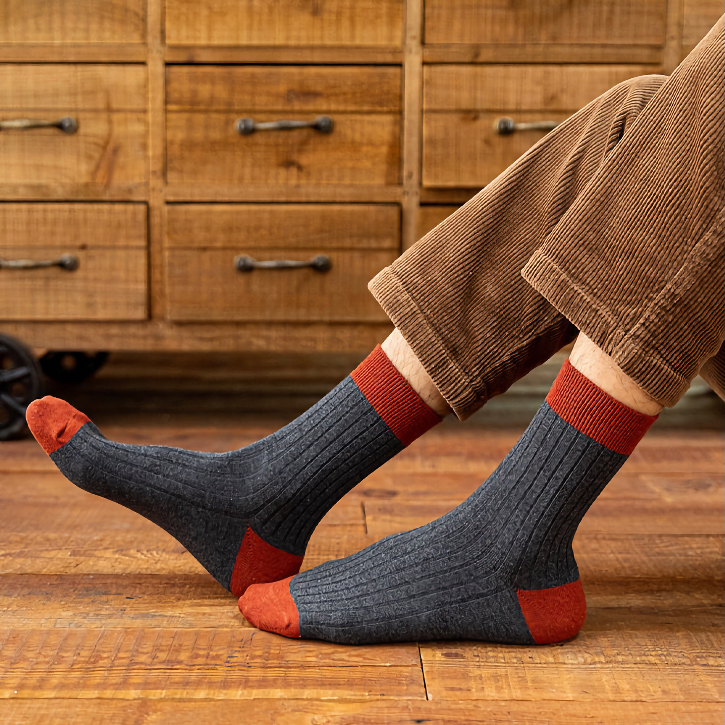 Men's Color Block Rib Socks - Men's Pure Cotton Socks The Upcycled Sock