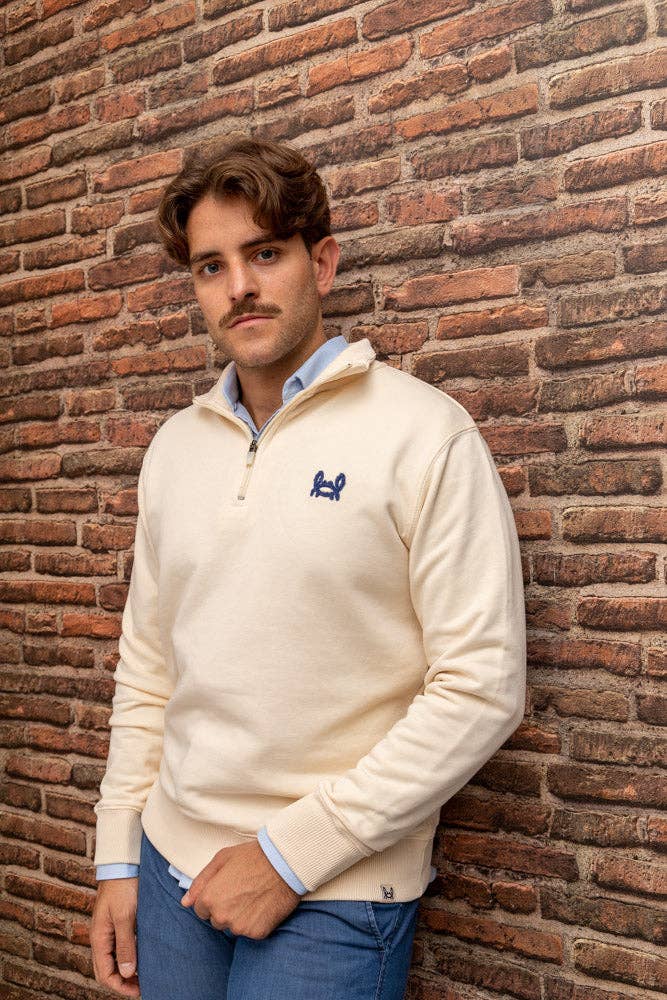 Cream Half Zip Sweatshirt