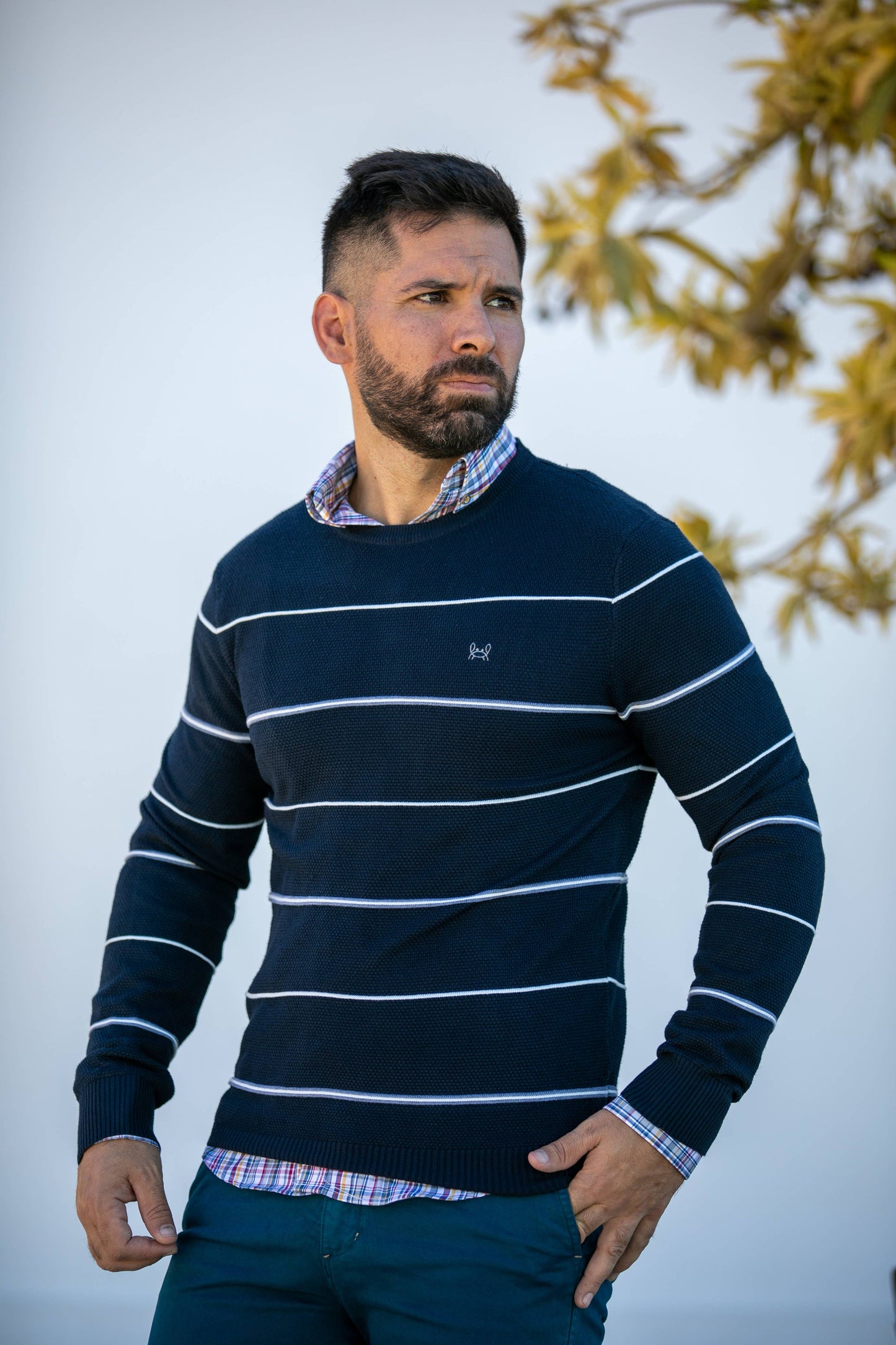 Maroon striped sweater