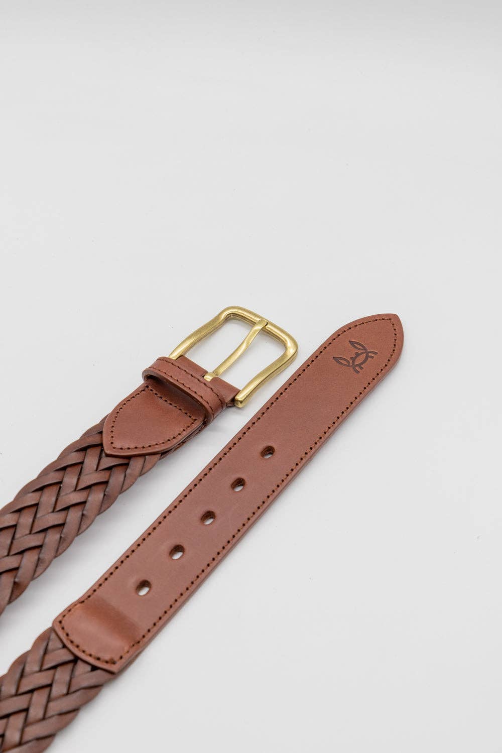 Brown Braided Leather Belt: 100