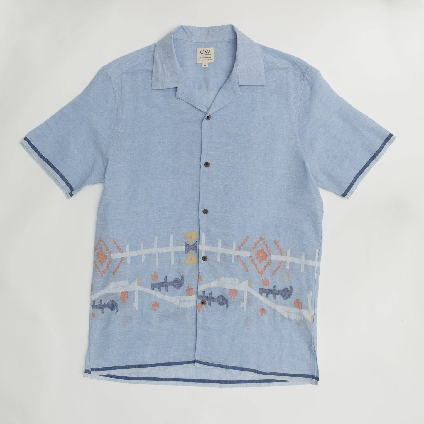 Jamdani Light Blue Hand-Woven Organic Shirt