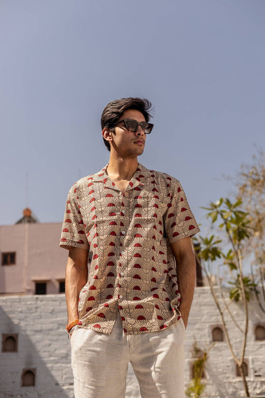 Morning Glory Handblock Printed Cotton Shirt