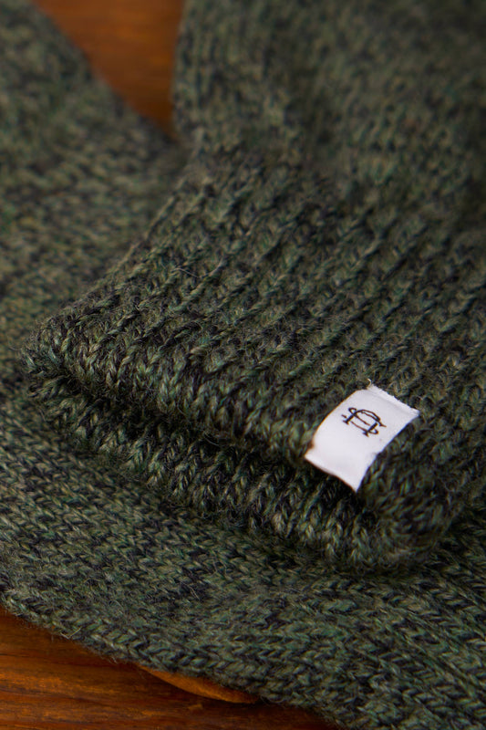 Dark Melange Ragg Wool Full Glove With Or Without Deer