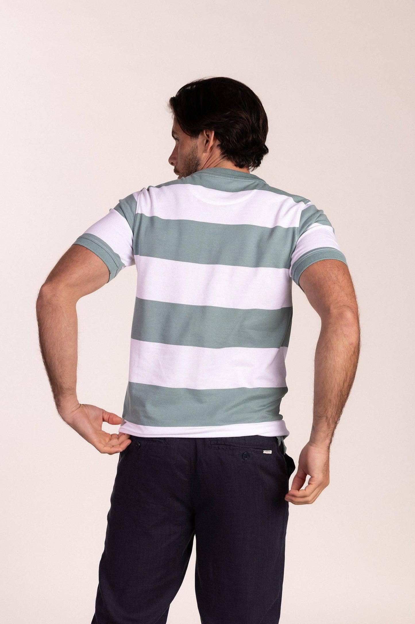 Teal Striped Polo | Monaco
