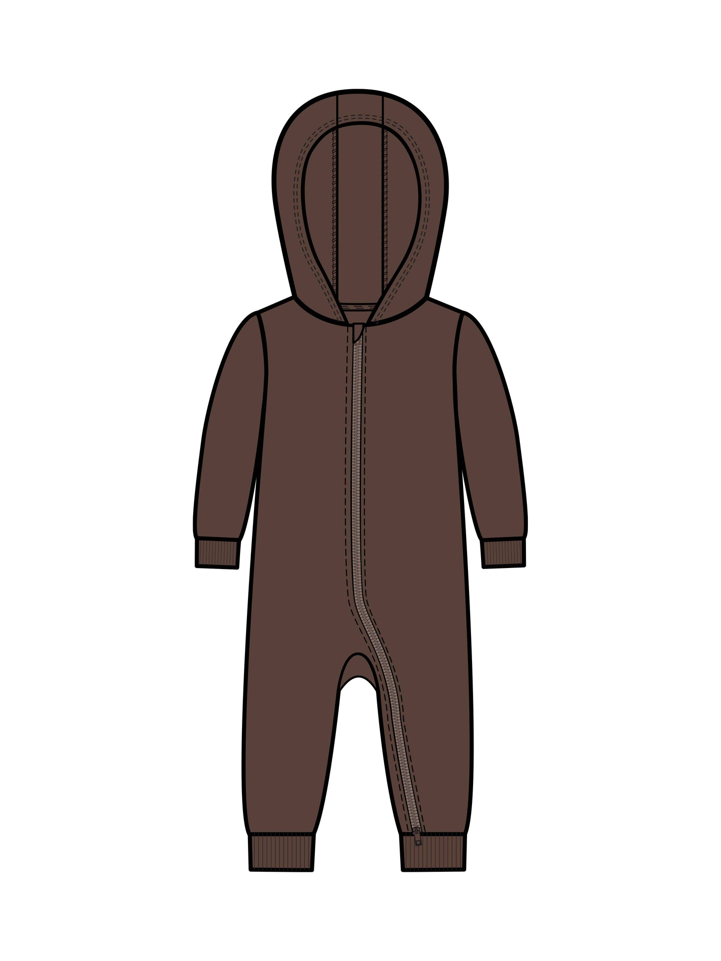 Greer Fleece Hooded Zipper Romper - Chestnut