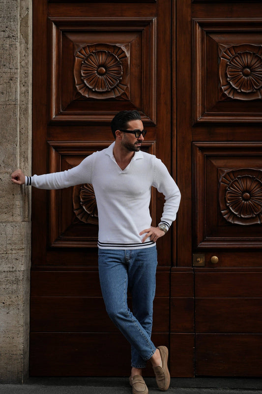 White Milan Knit Polo