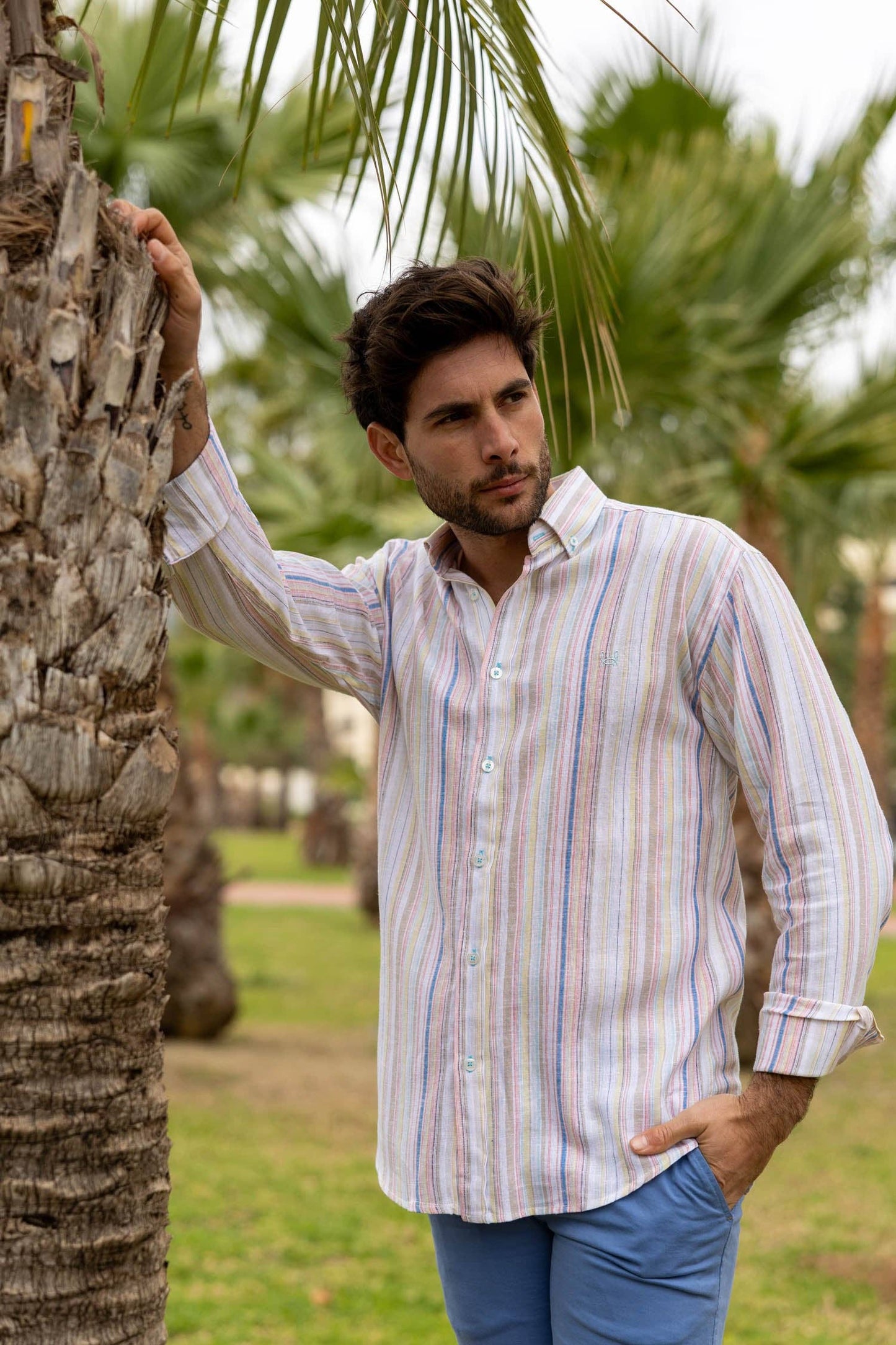 Multicolor striped linen shirt