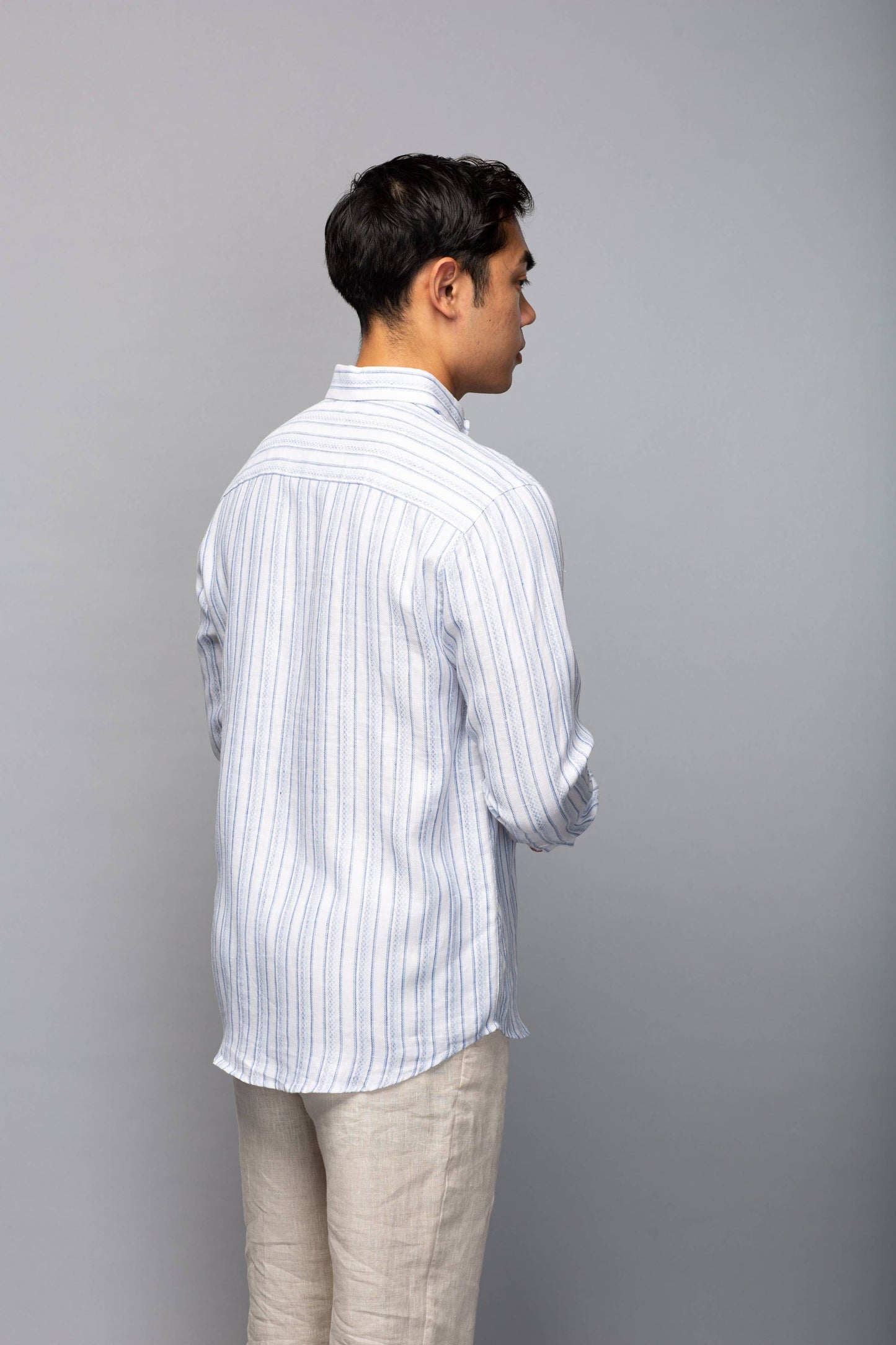 Stripe Long Sleeve Linen Shirt