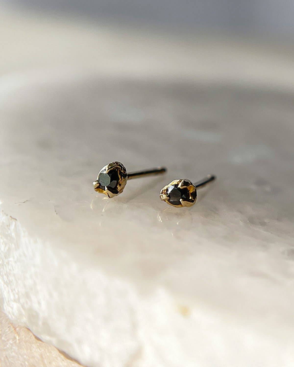 Solid Gold Black Diamond Earrings
