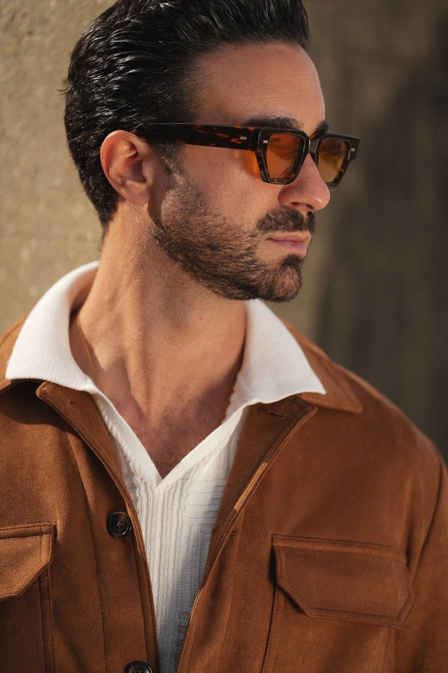 CAMEL SUEDE OUTERSHIRT