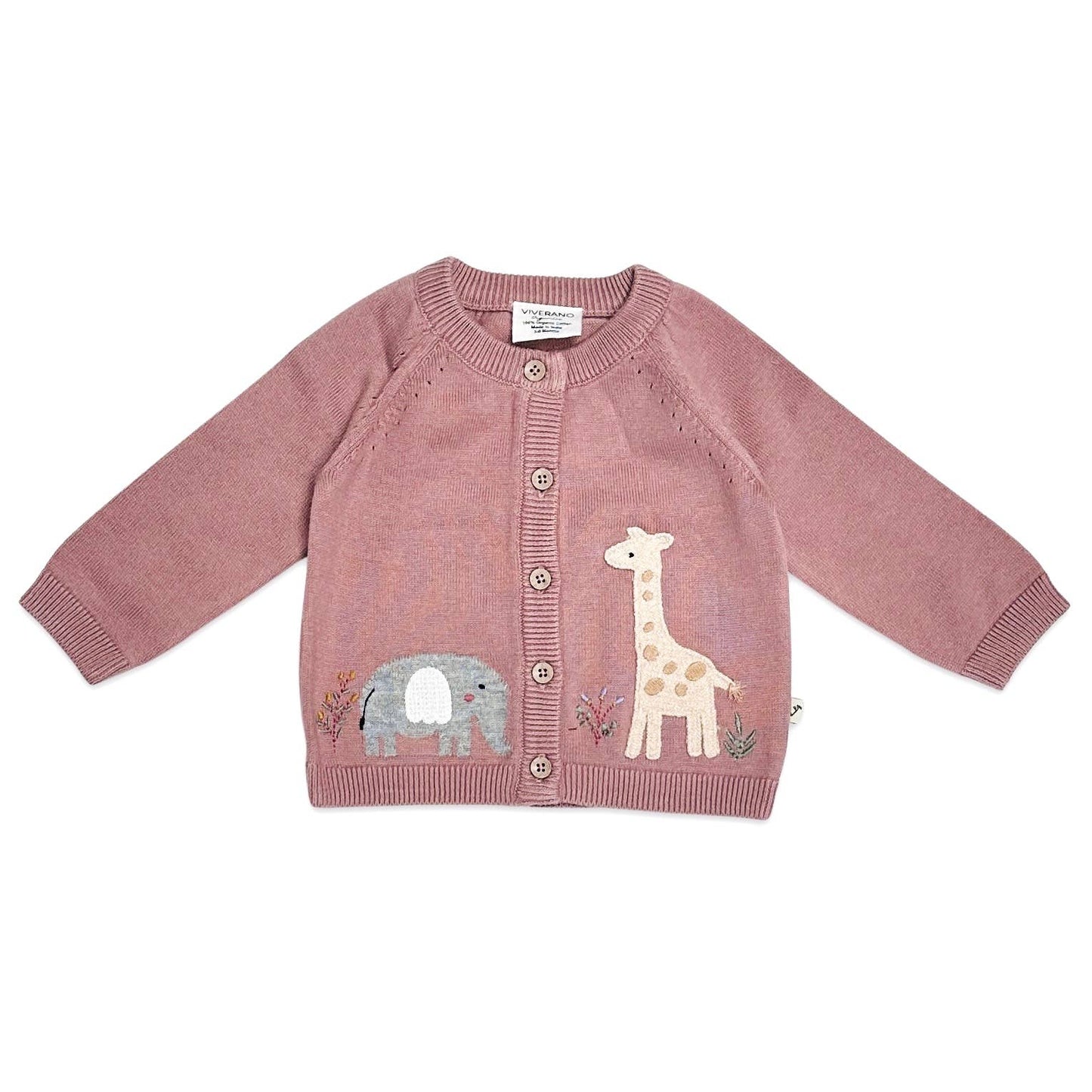 Giraffe Elephant Baby Cardigan Sweater (Organic) - 2 Colors